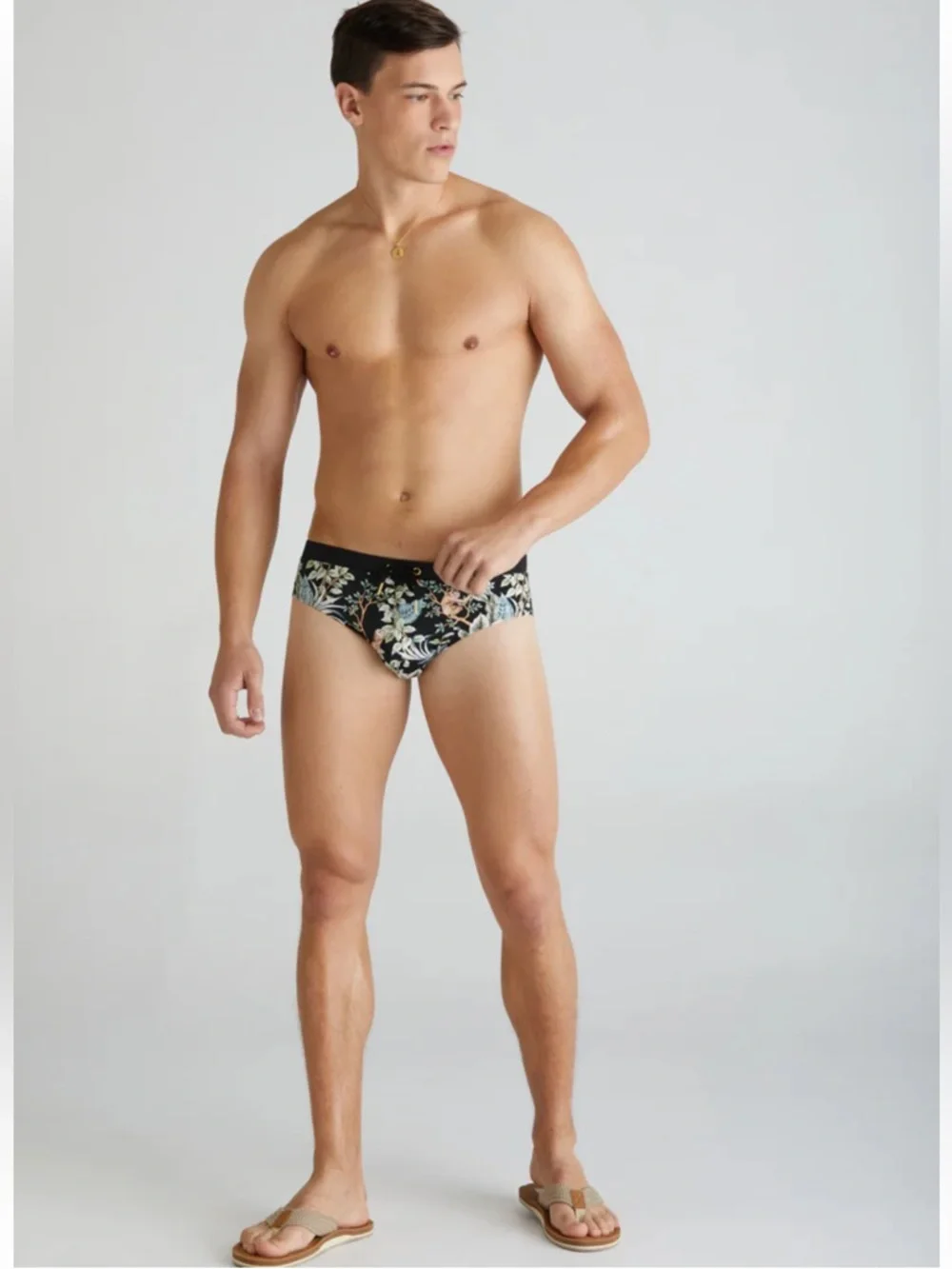 Aqua Blu Sumatra Multi Floral Racer Briefs Size M